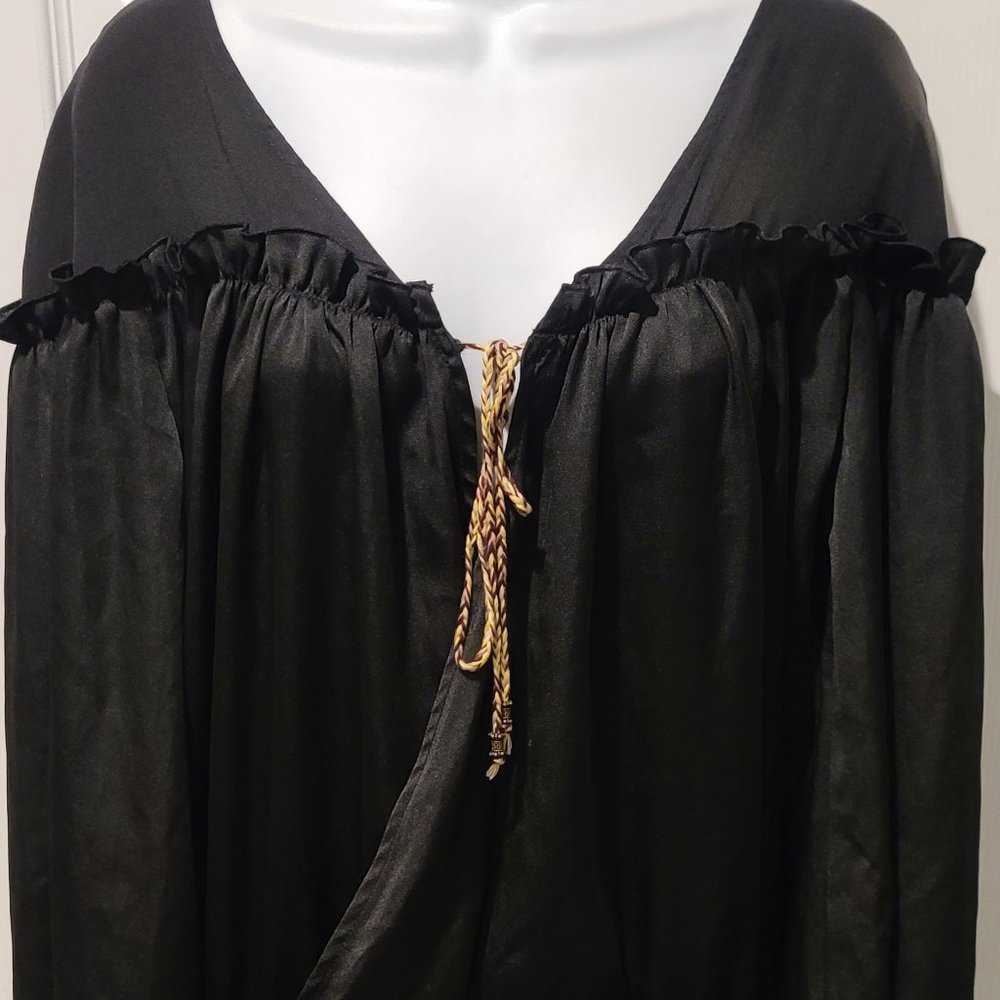 Free People Black Satiny Bodysuit